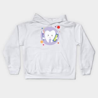 Clean Teeth With Smiling Happy Kawaii Cute Tooth Holding Toothpaste And Toothbrush Kids Hoodie